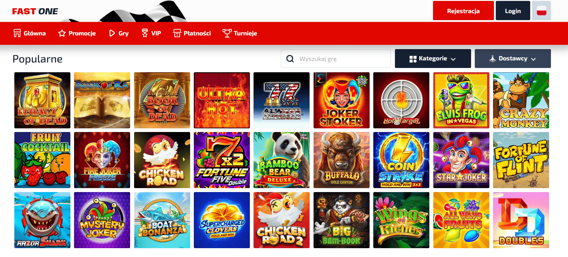 Katalog gier w F1 Casino